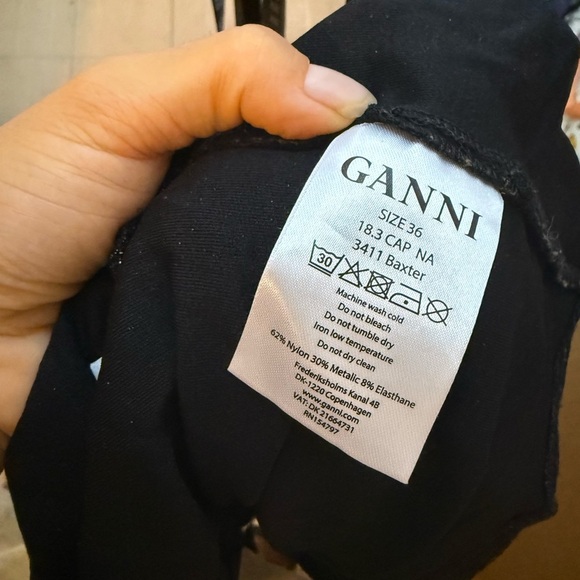 Ganni Black Metallic Baxter Wrap Top - Picture 5 of 6